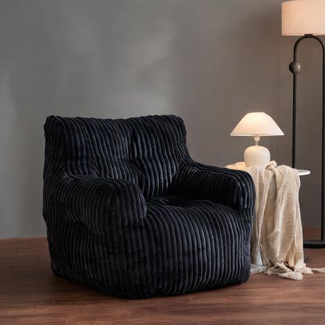Pouf poire 100 x 94 x 70 cm noir assise moelleuse à mémoire (1/5)