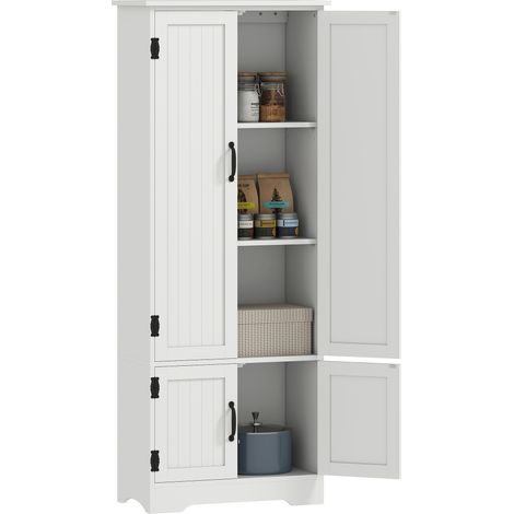 Credenza da cucina, mobile da cucina moderno con molteplici opzioni di contenimento, 2 ante, 3 ripiani, pannello in MDF, bianco