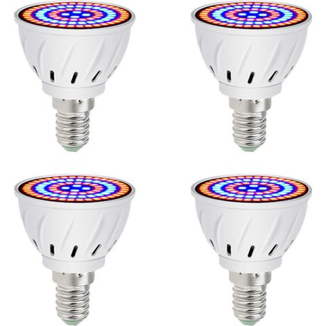 Ampoule LED E14 pour culture de plantes, spectre complet, idéale pour les plantes d'intérieur, les potagers, les serres et, lot de 4 (60LED)