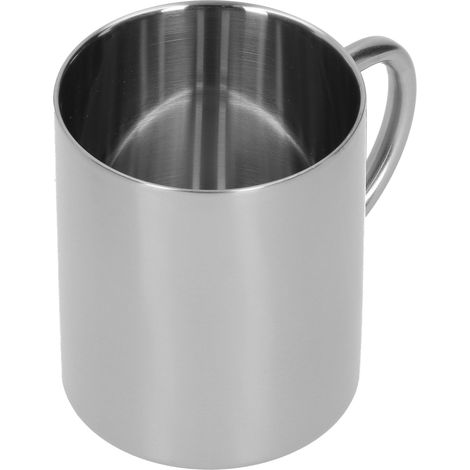 Becher aus Edelstahl 304, doppelwandig, hitzebeständig, mit Henkel, 400 ml (Silber) (1/5)