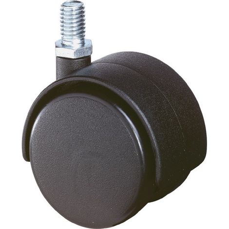 Roulette double en plastique D. de la roue 40 mm cap. charge 30 kg M10 polyamide noir RAL 9005