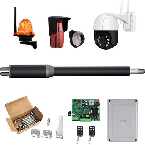 Kit d'ouvre-portes automatiques Ouvre-porte automatique à balançoire simple - 10 pieds de long 450 lbs Ouvre-porte à verrouillage électrique avec contrôle Wifi solaire pour accessoires de portail coul (1/5)