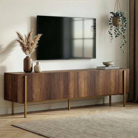 TV-Schrank Walnuss Melamin Goldrahmen - 180 x 30 cm - Lexus (1/5)