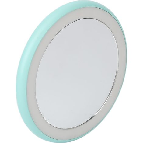 Miroir de maquillage compact avec lumière LED rechargeable USB, rond et portable, petit miroir vert fruit. (1/5)
