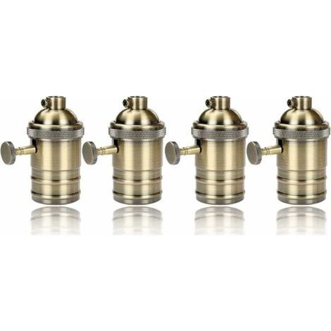 Lntyq 4 pièces Edison Douille Vintage E27 Adaptateur De Lampe avec interrupteur Rétro Vintage Lustre Sans Fil Laiton Antique (1/5)
