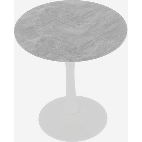Tavolino rotondo 70 cm bianco e grigio effetto marmo, stile moderno (1/5)
