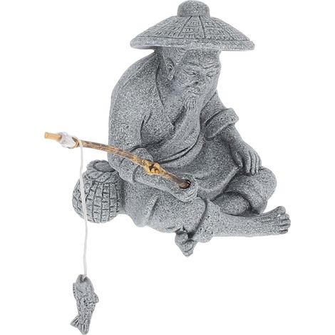 Ornements Figurine de pêcheur Statue de pêcheur Statue d'aquarium d'extérieur Mini figurine de pêcheur Décorations pour bonsaï Petit pêcheur (1/5)
