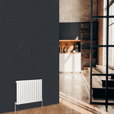 Warmehaus Horizontal Oval Panel Single Radiator White 600 x 768mm (1/5)