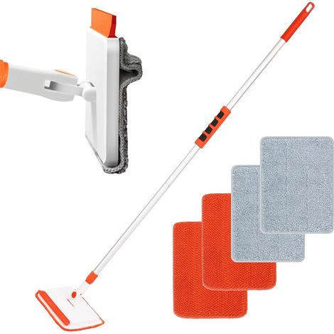 Outil de Nettoyage de Plinthes avec Manche Long Balais Serpillère Balais Nettoyer Sol Nettoyeur de Raclette Vitre Nettoyage Vitre Telescopique Rotatif à 360° (1/5)