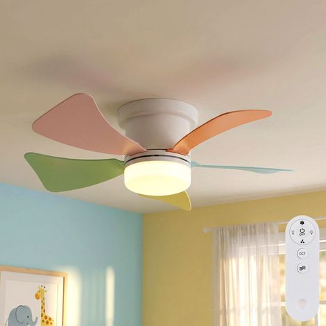Ventilatore LED da soffitto colorato telecomando lampada diurna ventilatore timer CCT, 10W 750lm bianco caldo-bianco freddo, D 40,6 cm