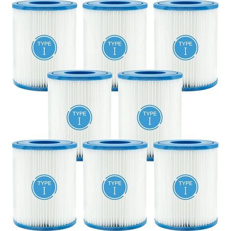8x Typ I Poolfilterkartuschen für Bestway Größe I Poolfilter, Ersatzfilterkartusche für Pool und Spa