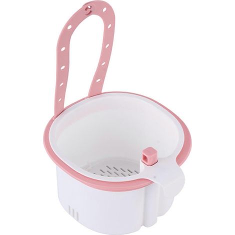 Panier d'évier de cuisine, filtre à déchets suspendu de qualité alimentaire avec système de vidange, empêche les obstructions dans les canalisations, compatible lave-vaisselle, rose. (1/5)
