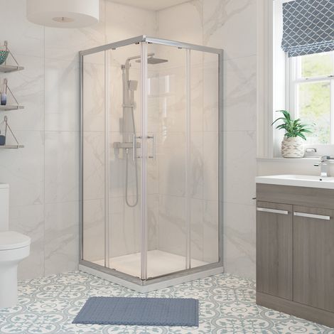 Signature Verve Corner Entry Sliding Shower Enclosure 800mm x 800mm - 6mm Glass (1/2)