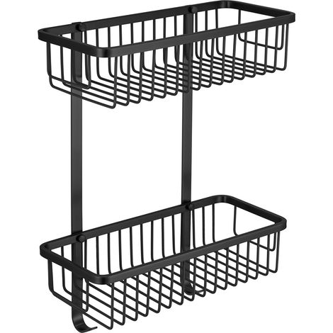 Milos Colore Matt Black Rectangular 2 Tier Wall Mounted Wire Basket