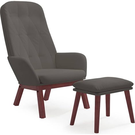 Maison Exclusive - Relaxsessel mit Hocker Dunkelgrau Samt (1/5)