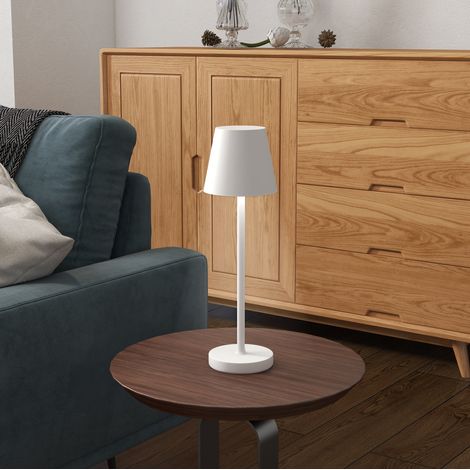 Lampada da tavolo ricaricabile USB Ø11.2x36.5 cm, touch, 3 luci, metallo bianco (1/5)