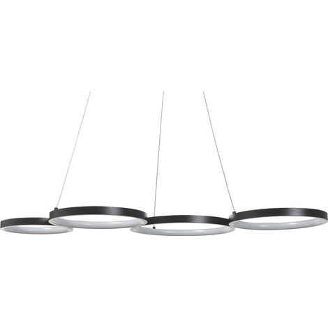 Lámpara de techo LED de metal negro aluminio 4 anillos glamour moderno Pibor