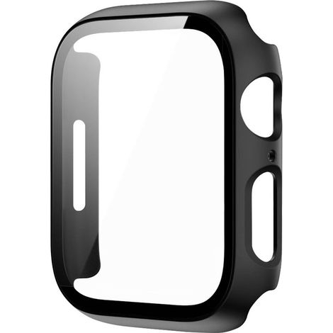 Displayschutzfolie aus gehärtetem Glas für iWatch 1-8, schwarzes Gehäuse 45 mm/1,77 Zoll (1/5)