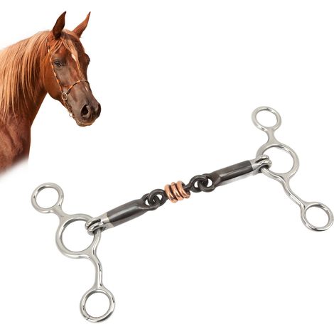 Anneau de mors pour cheval, mors simple en acier inoxydable et laiton, embouchure de 145 mm, équipement d'entraînement pour chevaux (1/5)