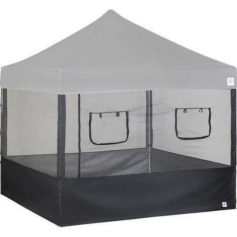 Kit de parois latérales pour stand alimentaire, lot de 4, compatible avec un auvent à pieds droits de 3 m x 3 m (auvent/abri non inclus), comprend 2 fenêtres de service enroulables, maille de (1/5)
