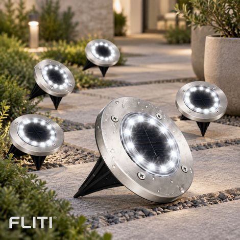Lampe Solaire Extérieure 12 LED Étanche IP65 Lumière Blanche Froide 6000K Installation Sans Fil pour Chemin Terrasse Lot de 6 (1/5)
