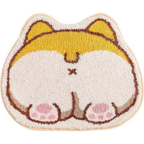 Tapis de bain CuteCorgi, tapis de douche antidérapant et doux en microfibre, serviette de bain mignonne pour enfants, tapis de sol épais et absorbant pour chambre, cuisine, maison (1/5)