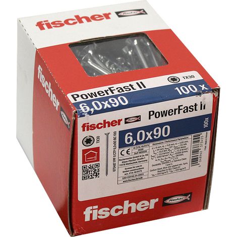 Vis a panneaux agglomeres Fischer Power-Fast II 6,0x90 SK blvz TG TX, UE 100 pieces