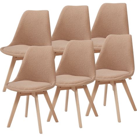 Set di 6 sedie da pranzo con schienale ad anello color tortora 030009893