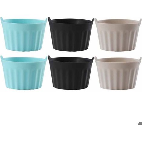 6PCS Moule Silicone Air Fryer,Plat Pour Friteuse Sans Huile, Moule Pour Gâteau Au Four,Moule à Tarte Aux Oeufs Noir+gris+bleu (1/5)