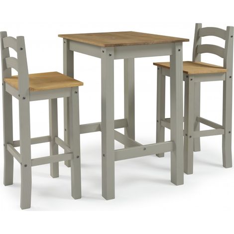 Corona Grey Wax Bistro Table and 2 Barstools