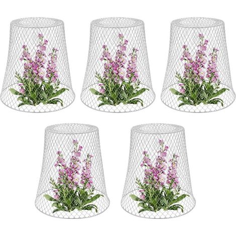 Soporte para plantas, campana metálica para plantas - Juego de 5, blanco-Crezuo
