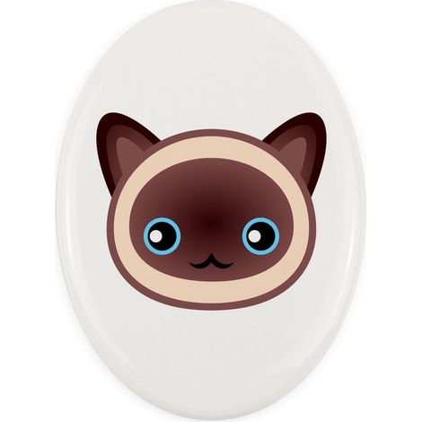 Siamese - piastrella in ceramica per tomba con grafica e iscrizione di Art-Dog (1/4)