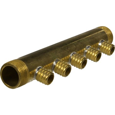 Collecteur 3/4" (20/27) Mâle-Mâle 5 piquages à Glissement pour tube PER diamètre 16 compris 5 bagues de 16 (1/4)