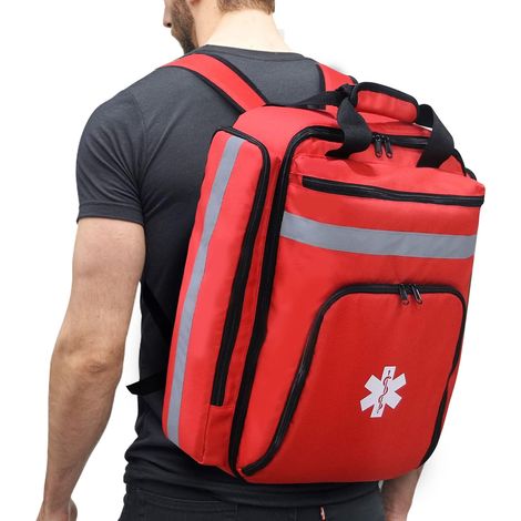 Sac à Dos médical d'urgence Vide, Sac de Premiers Secours avec réfléchissant, Sac à Dos médical de Grande capacité (Sac Uniquement) (Rouge) (1/5)