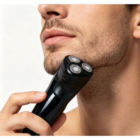 Tondeuse à barbe électrique homme 3D 3 têtes flottantes, rasoir rechargeable USB 5W 500mAh avec tondeuse de finition, design moderne pratique pour maison et voyage