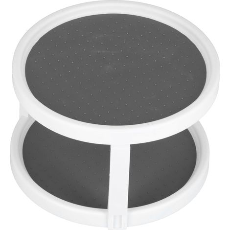Plateau tournant de rangement antidérapant et rotatif multifonctionnel pour placard, étagère à épices rotative pour cuisine, simple ou double niveau, petit format. (1/5)