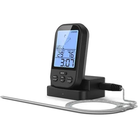 Kabelloses digitales Fleischthermometer mit Sonde und Timer zum Braten von Steaks, Grillen, zur Temperaturmessung, Küchenhelfer (1/3)