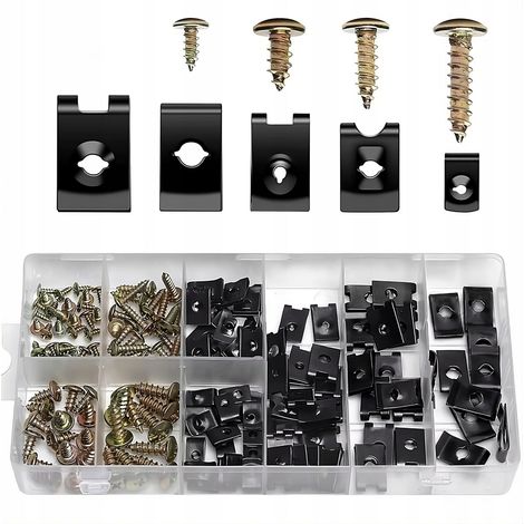 Set di targhe per auto, viti e clip, 170 pezzi