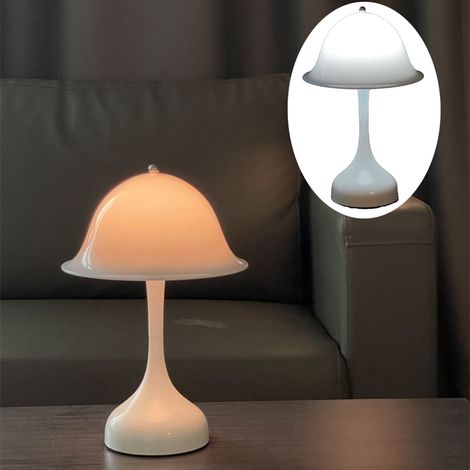 Lampe d'ambiance de chevet de chambre, lampe de table portable rechargeable, lampe décorative champignon médiéval méduse, lumière tricolore, blanc (1/5)