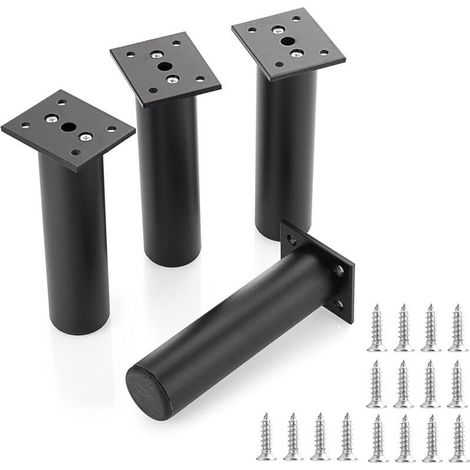 4pcs Pieds De Meuble Ajustable Pieds De Lit Rehausser Le Meuble Pied En Alliage D'aluminium Pour Sommier,Armoire,Table (Noir,Hauteur 150mm) (1/5)