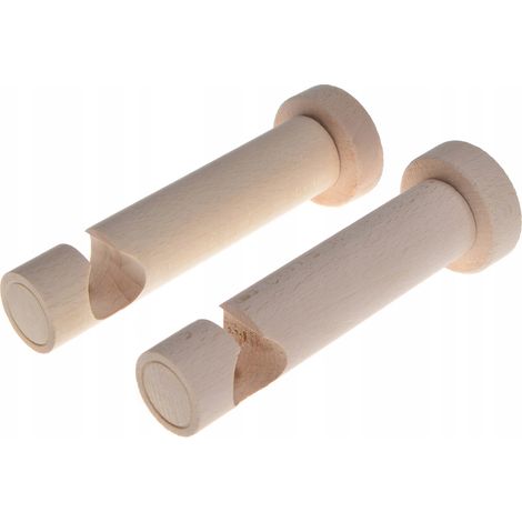 Soporte individual de madera para barra de cortina, diámetro 20 mm, sin tratar, 2 unidades. (1/5)