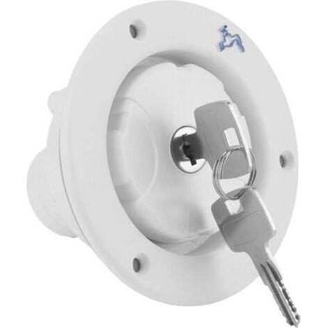 Inlet Verrouillable 80mm Bouchon D'eau étanche Inlet Remplissage Réservoir avec 2 Clés Convient pour 38mm Conduites D'eau, 30-40mm Plaque de Porte pour RV Camping-Car Remorque Caravane Bateau