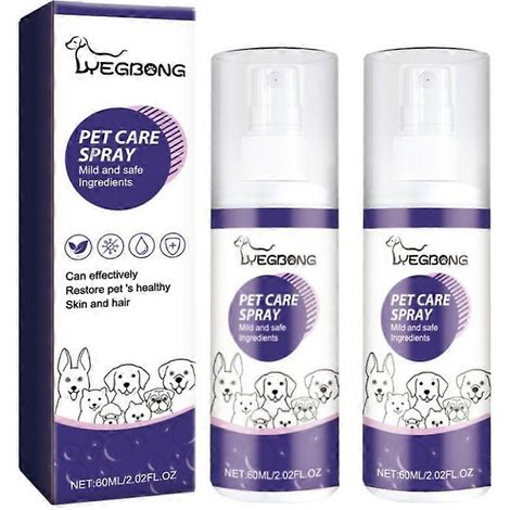 2x Spray de soin anti-démangeaisons pour chats et chiens atteints de teigne. Réduit la prolifération des micro-organismes. (1/4)
