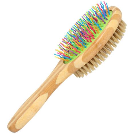 BUNTHAUS Brosse double face colorée pour chien et chat - Côté picots fins + côté poils souples - Polyvalente et pratique (1/5)