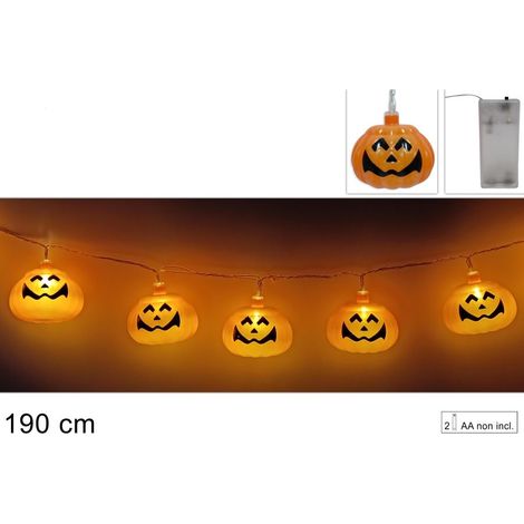 FILO 20 ZUCCHE LED LUMINOSE DI HALLOWEEN A BATTERIE DI DUESSE