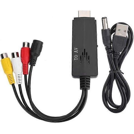 Convertisseur HDMI vers RCA, câble adaptateur haute définition 1080p mâle vers femelle, compatible avec les téléviseurs, les magnétoscopes et les enregistreurs VHS. (1/4)