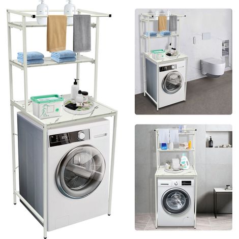 Étagère de toilettes, étagère de salle de bain, étagère pour machine à laver,Étagère de salle de bain à 3 niveaux (1/5)