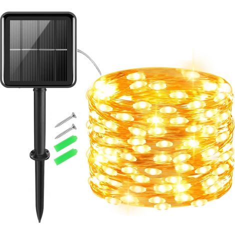 Guirlande Lumineuse Exterieure, 5M 50LED Guirlande Solaire 8 modes IP65 Étanche Lumineuse Decoration Pour Jardin, Patio, Chambre, Mariage Fête, Intérieur/Exterieur (Blanc Chaud) (1/5)