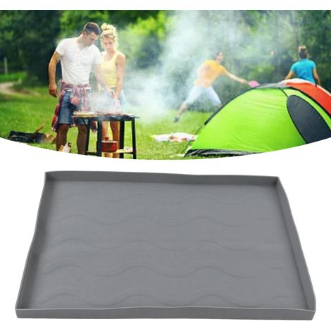 Grille de barbecue, support de barbecue, tapis de protection en silicone, tapis de nettoyage, plaque de barbecue, housse de protection en silicone, taille moyenne, gris. (1/5)