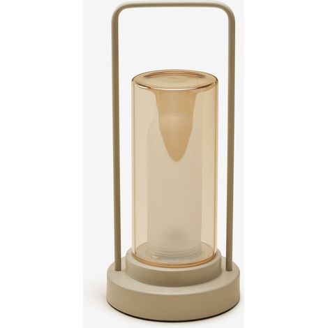 Lampe de table LED sans fil en fer et verre Sorlix SKLUM Tapioca Beige (1/5)